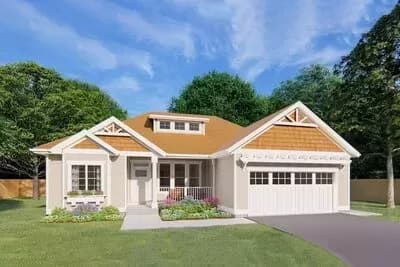 Craftsman Ranch with Attractive Shed Dormer - 1244 Sq Ft
