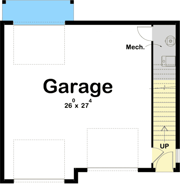 Plan 62789DJ: Drive-Through Garage Apartment Plan with Second Floor Covered Deck - Floor Plan - Main Level - Carriage, Traditional, Vacation