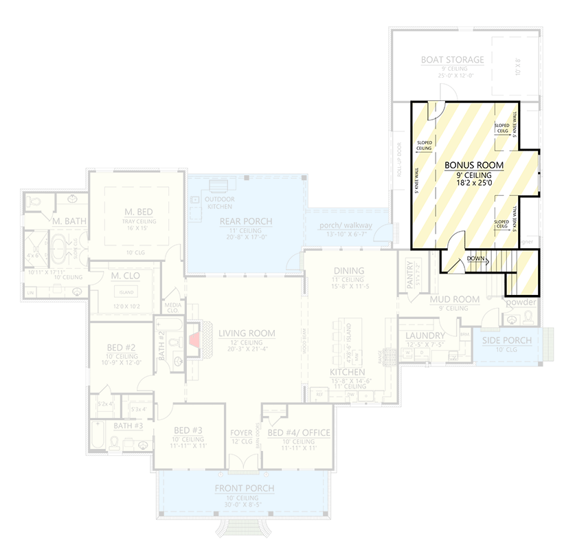 Plan 56451SM: Farmhouse Plan with Rear Entry Garage and Optional Bonus Room - 2731 Sq Ft - Floor Plan - Bonus Level - Country, Farmhouse, Modern Farmhouse, New American, Southern