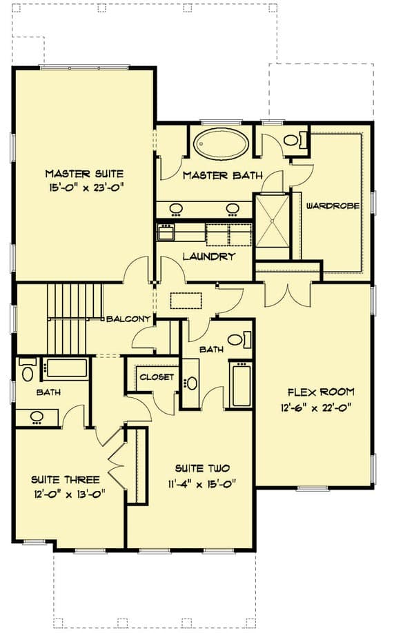 Plan 93128EL: 2-Story Craftsman House Plan with Open-Concept Floor Plan - Floor Plan - 2nd Floor - Country, Craftsman, New American, Northwest, Traditional