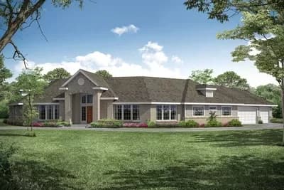 Spacious One-Story House Plan for a Corner Lot