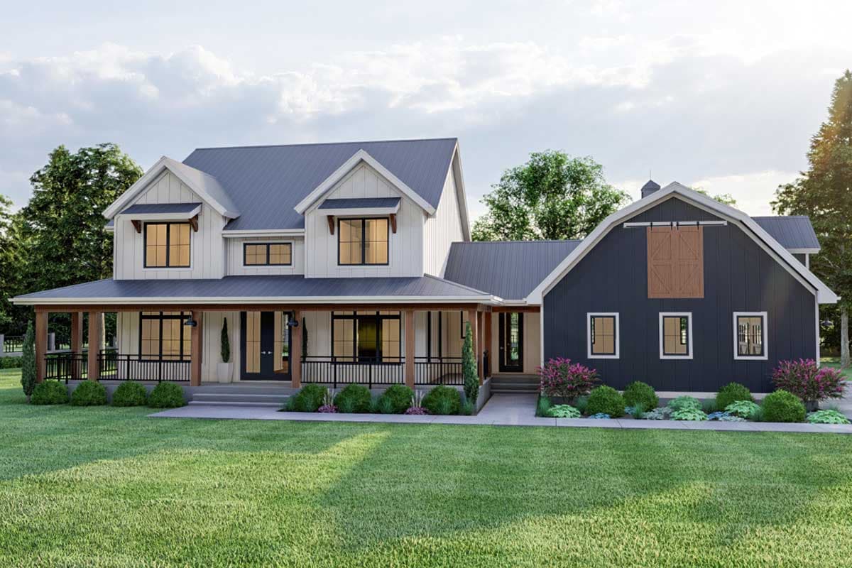 Plan 62790DJ: Modern Farmhouse Plan with Side-Load Barn-Style Garage - 2970 Sq Ft - Image #4 - Country, Farmhouse, Modern Farmhouse, New American, Traditional