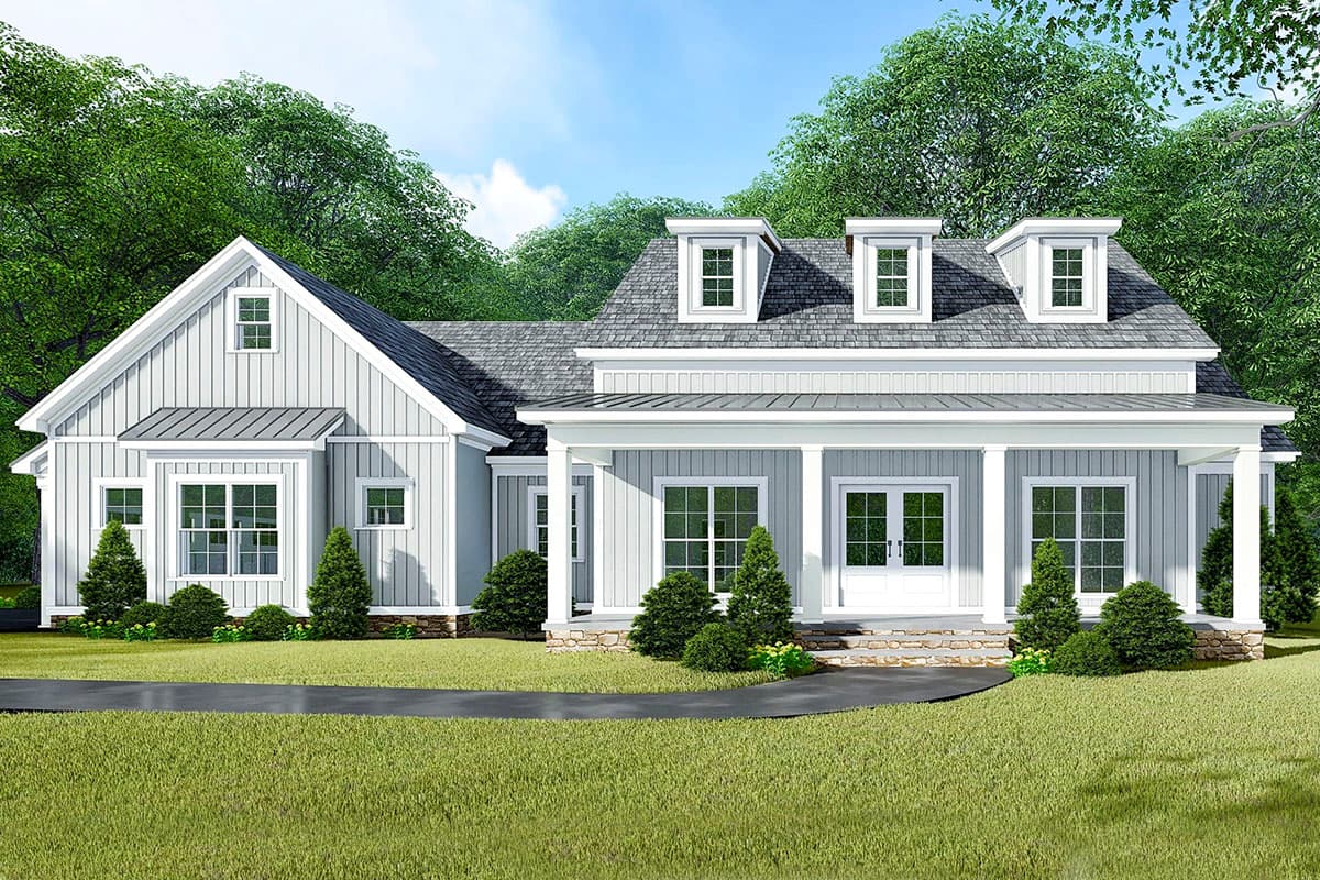 Plan 70634MK: 3-Bed Modern Farmhouse Plan with Bonus Room Above the Garage - Image #6 - Cottage, Country, Farmhouse, Modern Farmhouse, New American, Southern