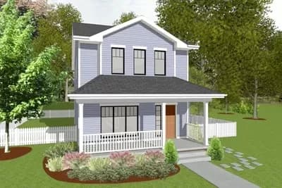Two-Story House Plan with Second Floor Master - 1297 Sq Ft