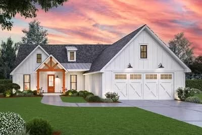 Split Bed Modern Farmhouse Plan with Shed Dormer - 1814 Sq Ft