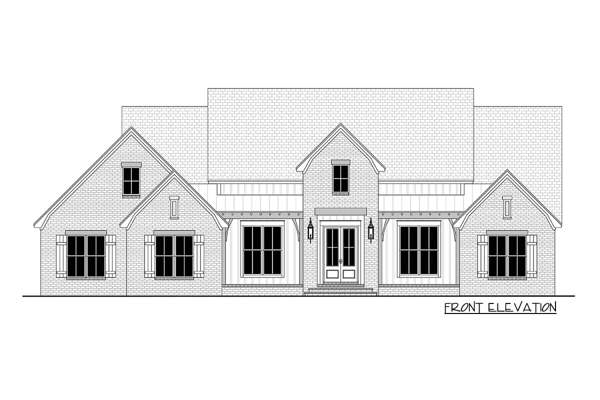 Plan 51809HZ: 4-Bed Modern Farmhouse House Plan with Split Bedrooms - 2751 Sq Ft - Image #4 - Country, European, Farmhouse, French Country, Modern Farmhouse, Southern, Traditional