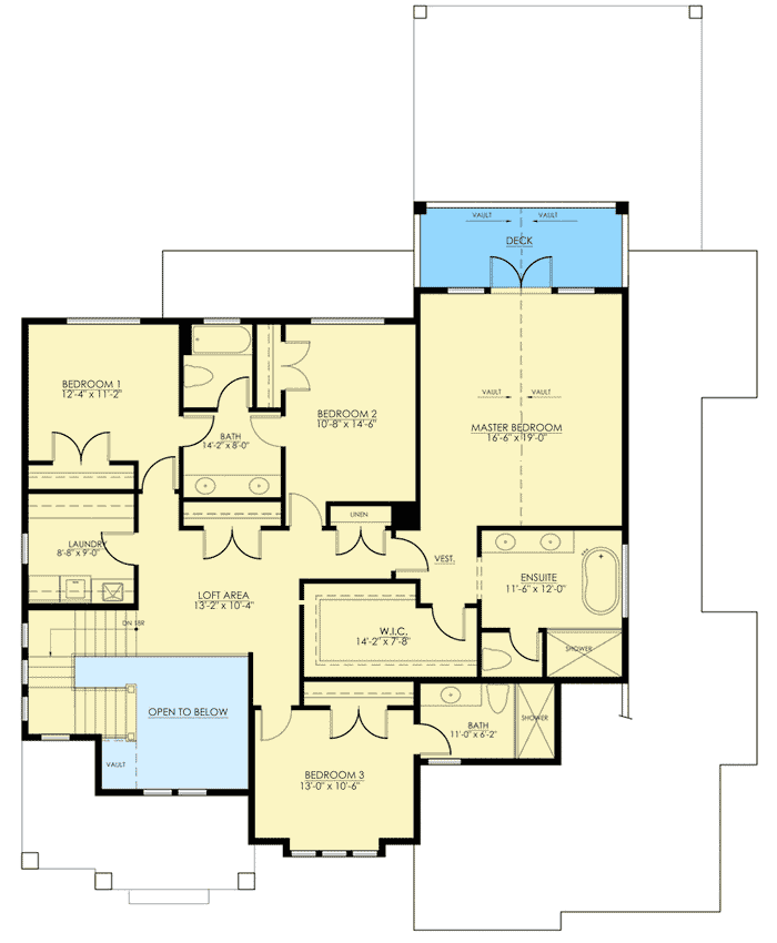 Plan 270005AF: 4-Bed European House Plan with Partially Covered Deck - 3867 Sq Ft - Floor Plan - 2nd Floor - European, New American, Traditional