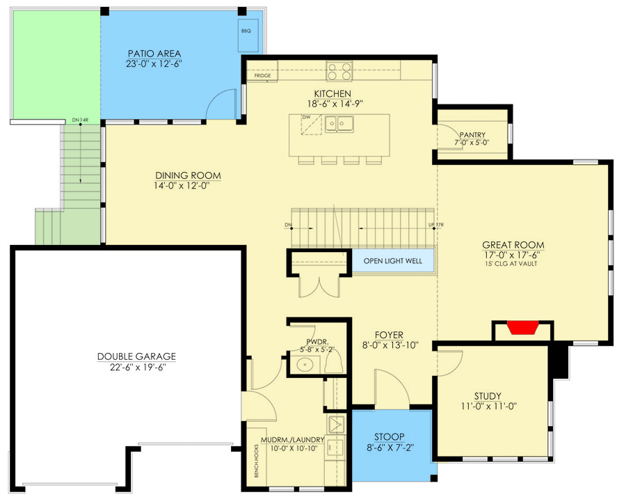Plan 270006AF: 3-Bed Modern Farmhouse Plan with Two-story Great Room - Floor Plan - Main Level - Farmhouse, Modern Farmhouse, New American