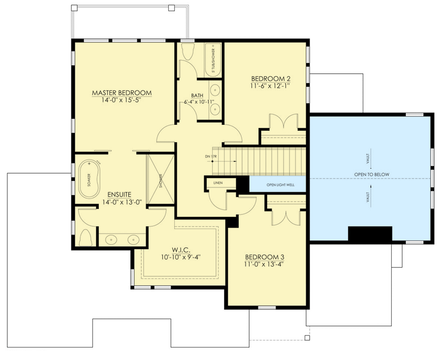 Plan 270006AF: 3-Bed Modern Farmhouse Plan with Two-story Great Room - Floor Plan - 2nd Floor - Farmhouse, Modern Farmhouse, New American