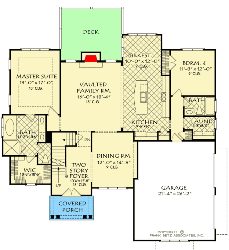Plan 710310BTZ: 4-Bed Modern Farmhouse with Bonus Room - Floor Plan - Main Level - Country, Farmhouse, Modern Farmhouse, Southern