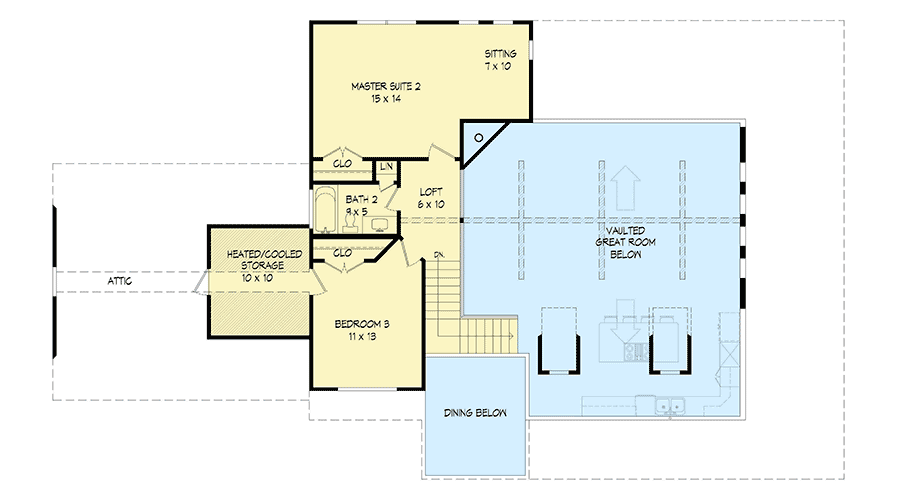 Plan 68636VR: 3 Bed Country Home Plan with Side-Entry Garage - Floor Plan - 2nd Floor - Country, Farmhouse, Traditional