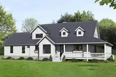 3 Bed Country Home Plan with Side-Entry Garage