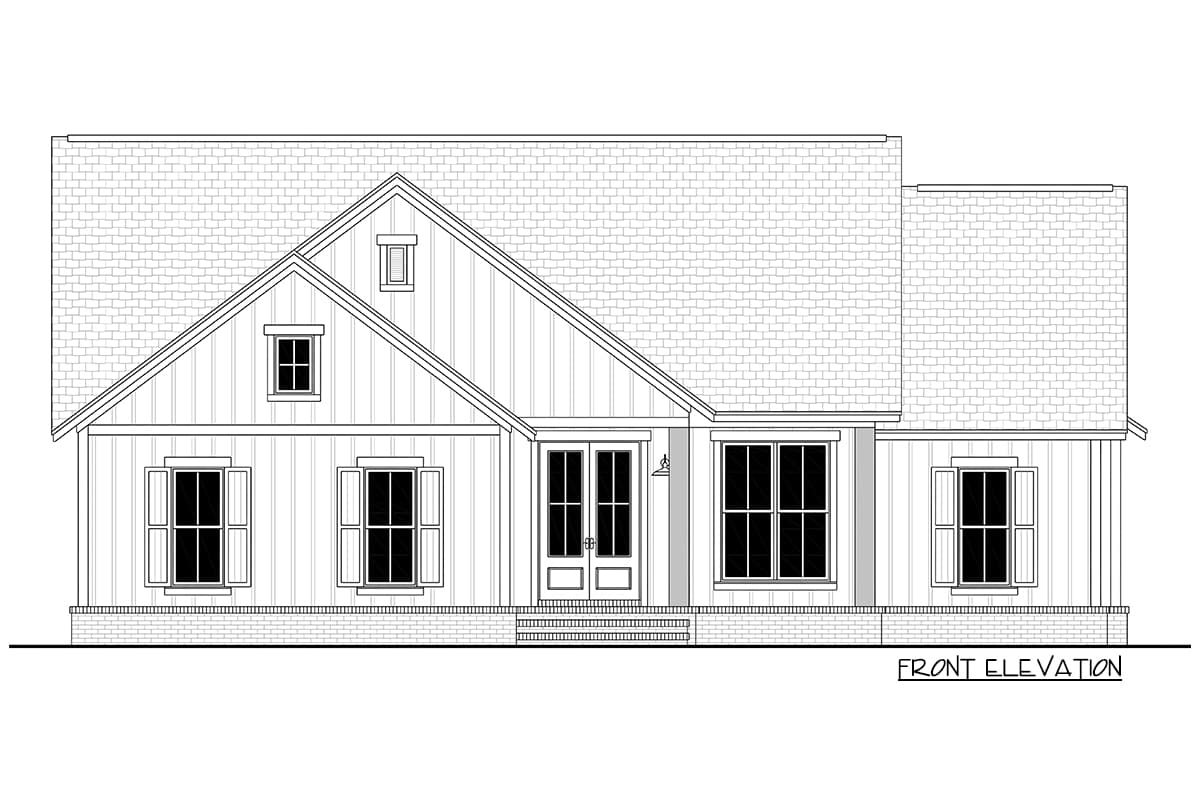Plan 51811HZ: 3-Bed New American Ranch Home Plan - 1398 Sq Ft - Image #7 - Country, Farmhouse, New American, Ranch, Southern, Traditional