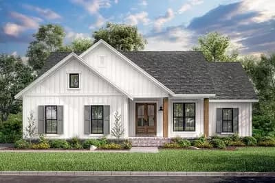 3-Bed New American Ranch Home Plan - 1398 Sq Ft