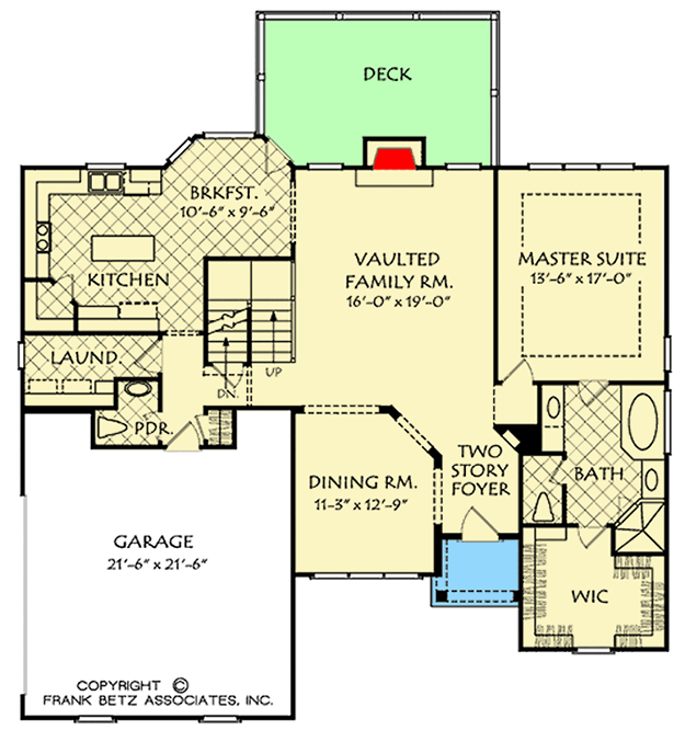 Plan 710313BTZ: 4-Bed Country Craftsman Home Plan with Main Floor Master - Floor Plan - Main Level - Country, Craftsman
