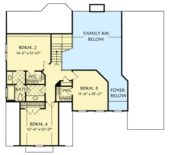 Plan 710314BTZ: 4-Bed Traditional House Plan - Floor Plan - 2nd Floor - European, Traditional