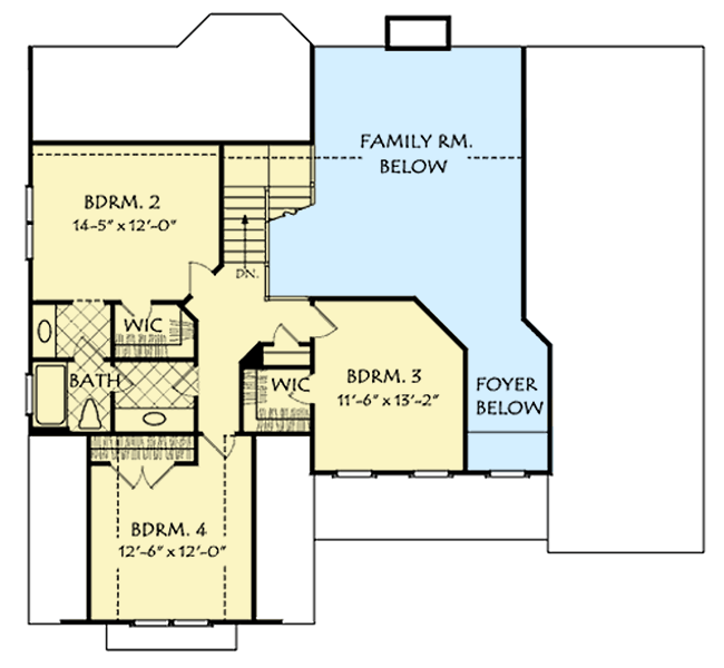 Plan 710315BTZ: 4-Bed Traditional Country Home Plan with Vaulted Great Room - Floor Plan - 2nd Floor - Country, Farmhouse