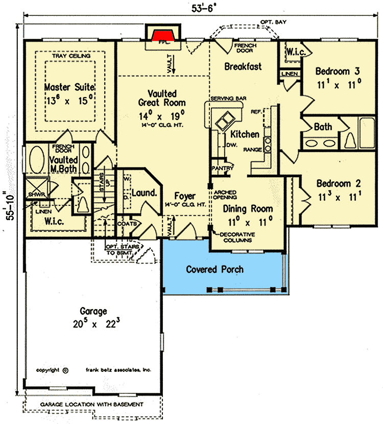 Plan 710316BTZ: 3-Bed Cottage-like House Plan with Bonus Room - Floor Plan - Main Level - Southern, Traditional