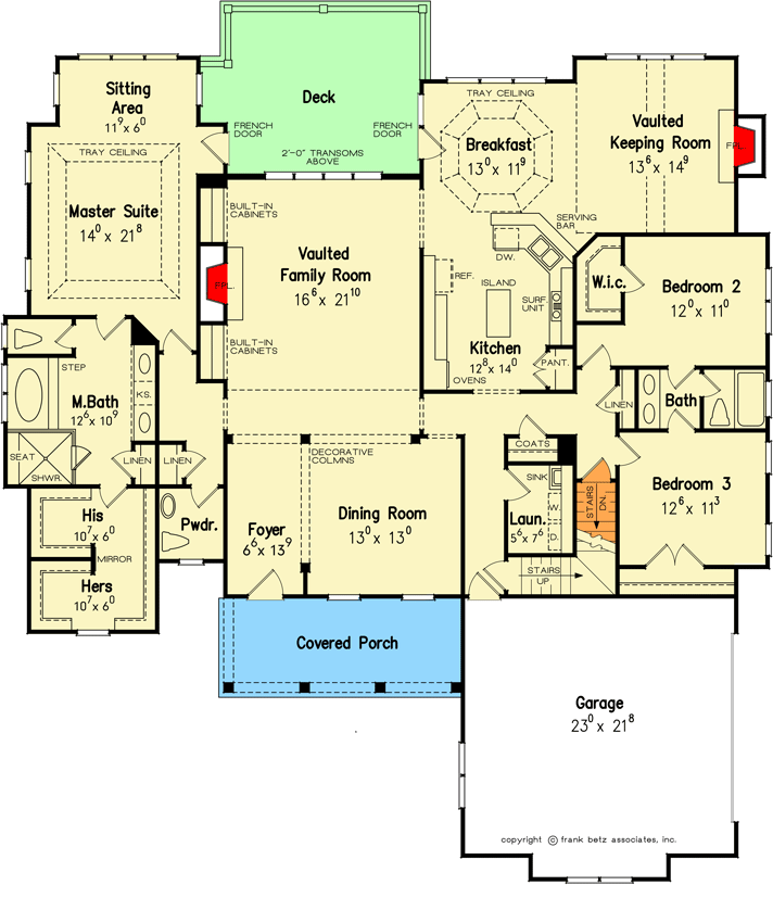 Plan 710319BTZ: House Plan with Multiple Gables with Tudor Details - Floor Plan - Main Level - Country, Southern, Tudor