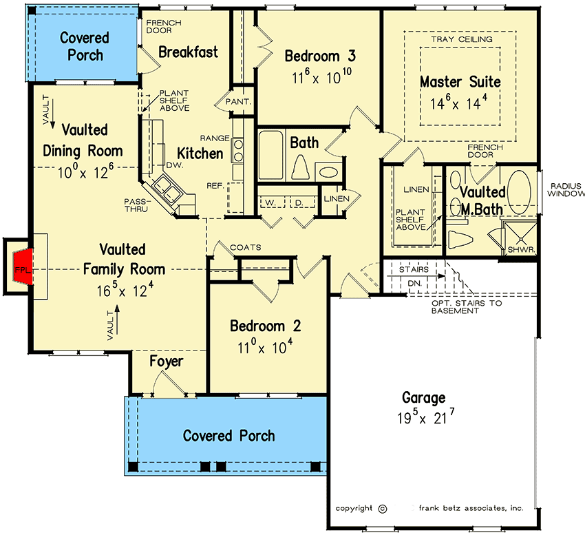 Plan 710320BTZ: 3-Bed Cozy Country Cottage Home Plan - Floor Plan - Main Level - Cottage, Country, Ranch