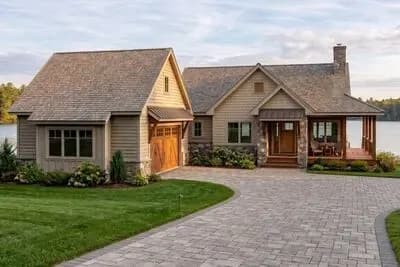 One-level Country Lake House Plan with Massive Wrap-around Deck
