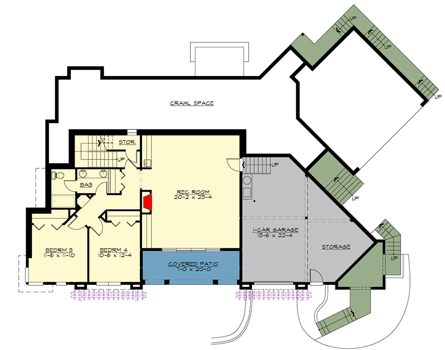 Plan 23841JD: Deluxe Craftsman House Plan with Walk-out Lower Level - Floor Plan - Lower Level - Craftsman, Northwest, Shingle