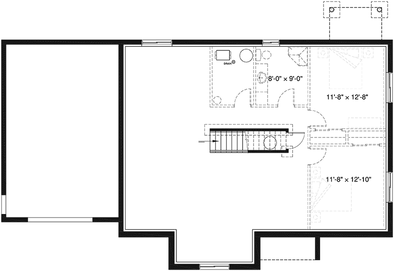 Plan 22553DR: Modest-Sized 2-Bedroom House Plan - Floor Plan - Lower Level - Craftsman, Northwest, Ranch