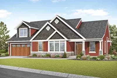 Charming Country Craftsman House Plan with Rec Room Over Garage