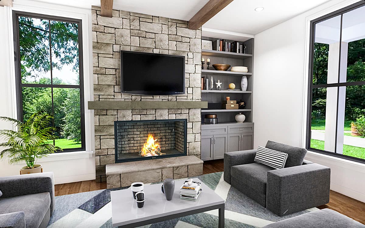 Plan 69742AM: Cozy Two-story Home Plan with Second-Level Bedrooms - 1394 Sq Ft - Image #7 - Country, Modern Farmhouse, New American