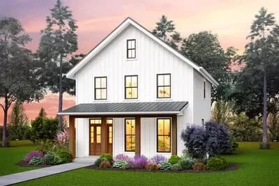 Cozy Two-story Home Plan with Second-Level Bedrooms - 1394 Sq Ft