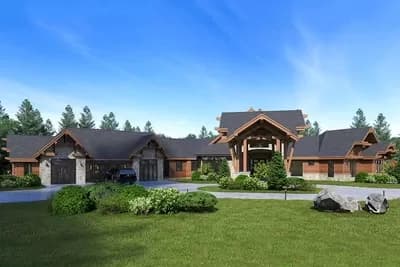 Luxury Mountain House Plan with Five Fireplaces