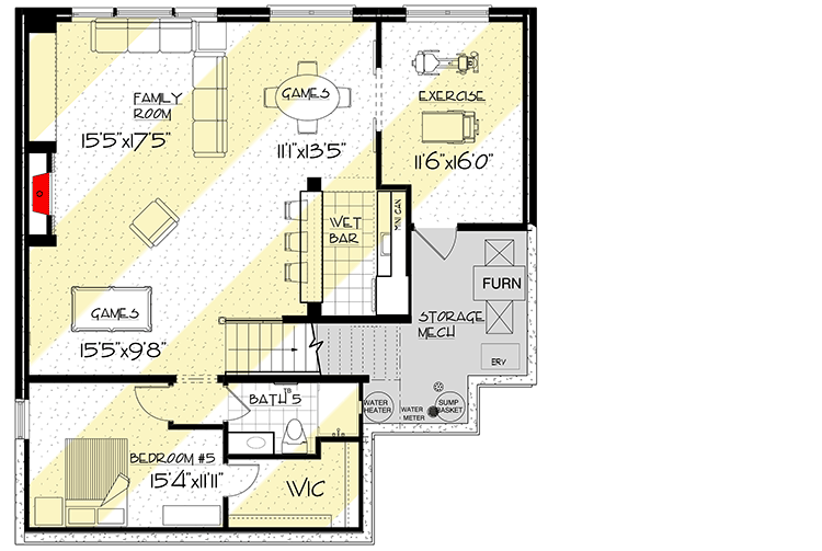 Plan 73459HS: New American House Plan with Optional Lower Level and Bonus Room - Floor Plan - Optional Lower Level - Country, Craftsman, New American