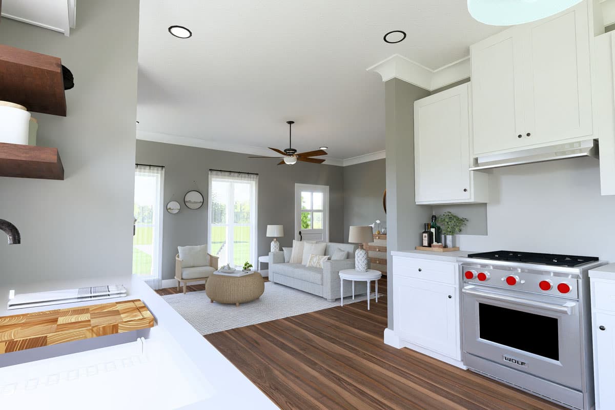 Plan 25012DH: 2-Bed Cottage with 8'-Deep Porches - 890 Sq Ft - Image #7 - Cabin, Cottage, Country, Rustic, Southern