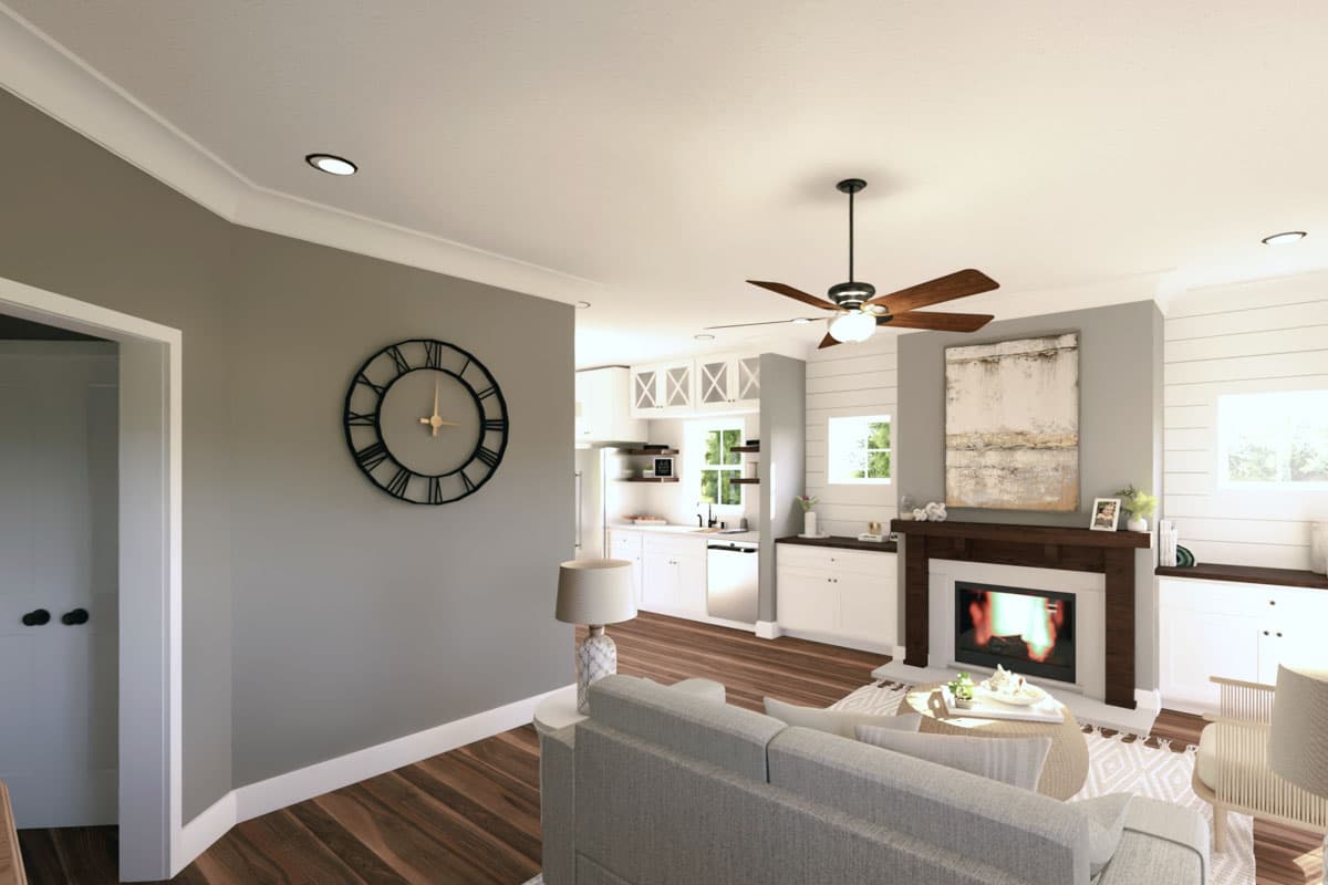 Plan 25012DH: 2-Bed Cottage with 8'-Deep Porches - 890 Sq Ft - Image #9 - Cabin, Cottage, Country, Rustic, Southern