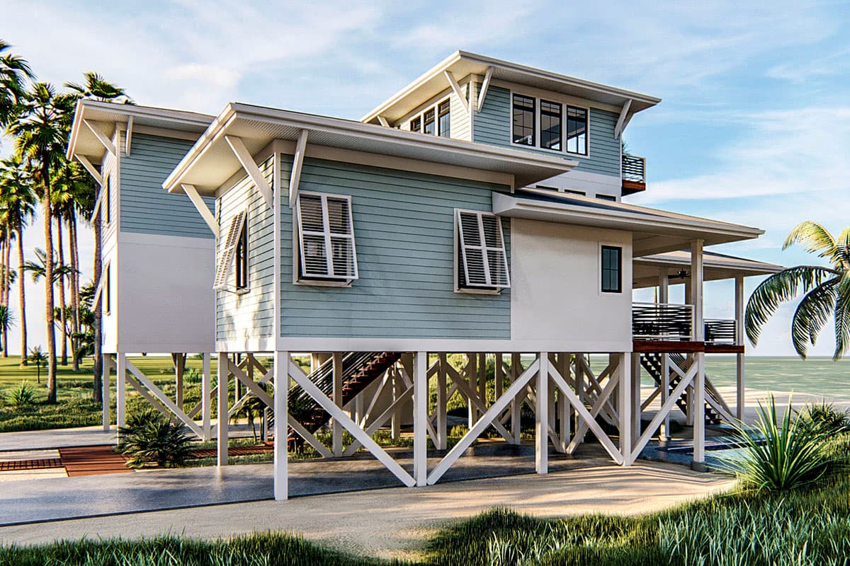 Plan 62795DJ: Beach House Plan on Post and Pier Foundation - Image #4 - Beach, Coastal, Low Country, Southern, Vacation