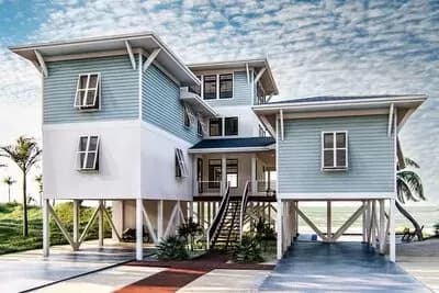 Beach House Plan on Post and Pier Foundation