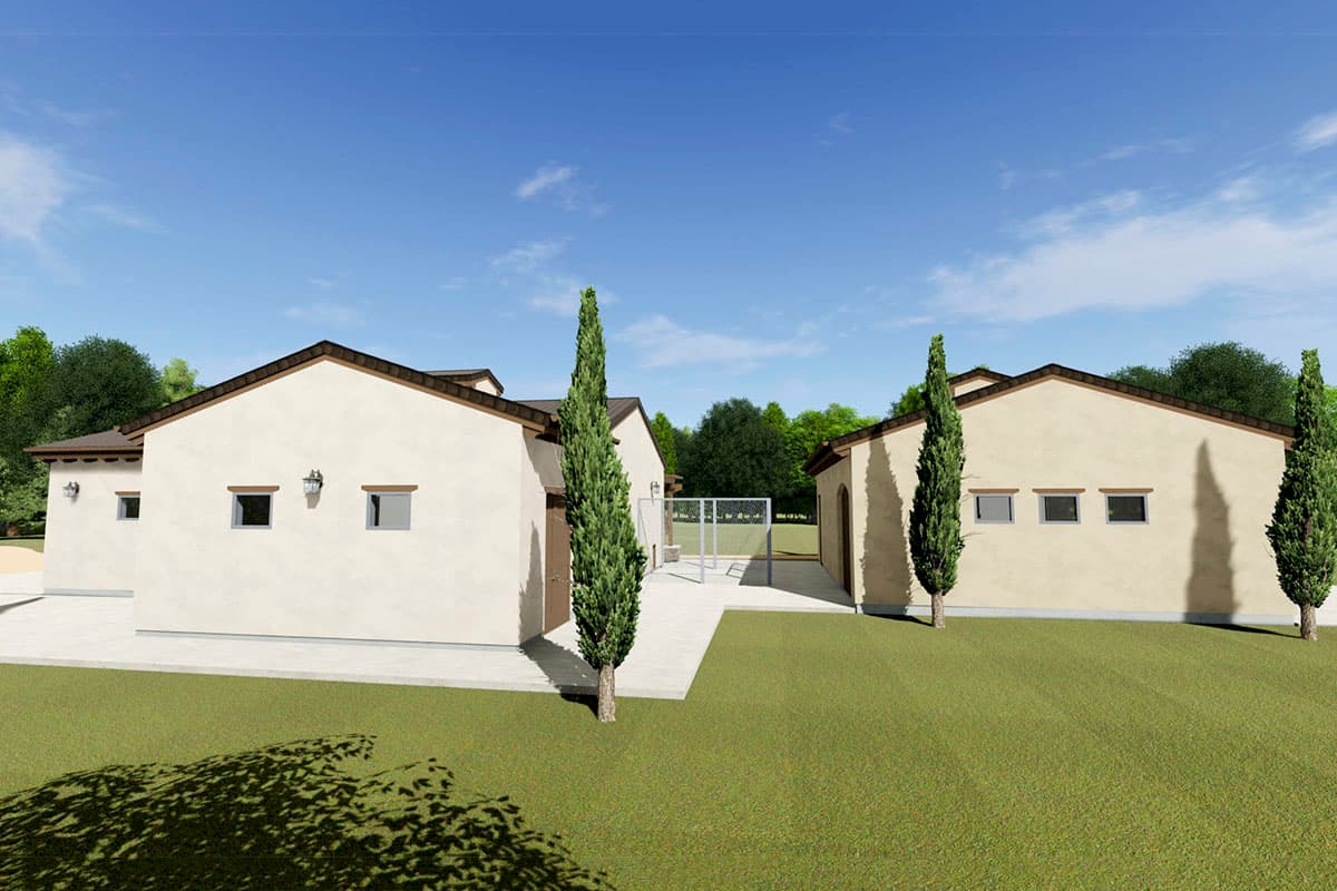 Plan 64481SC: 5-Car Garage with Indoor / Outdoor Kennel - Image #7 - European, Mediterranean, Southwest, Spanish, Tuscan
