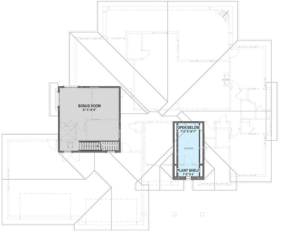 Plan 64482SC: Striking Prairie House Plan with Home Office - Floor Plan - Bonus - European, Mountain, New American, Prairie, Ranch