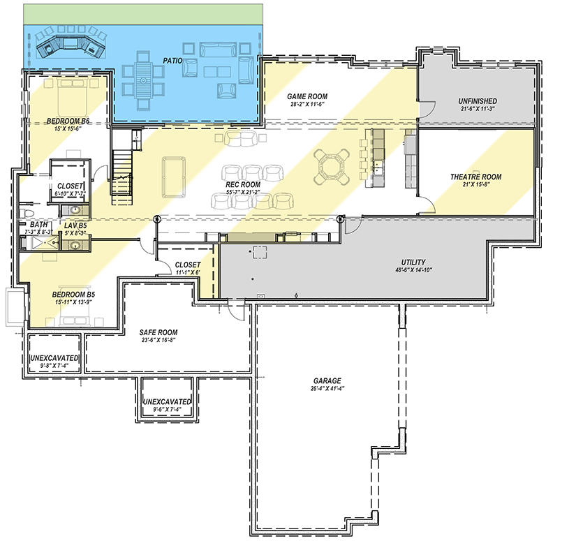 Plan 64483SC: One-level Craftsman House Plan with Walk-out Lower Level - Floor Plan - Optional Lower Level - Country, Craftsman, Mountain, Northwest, Ranch