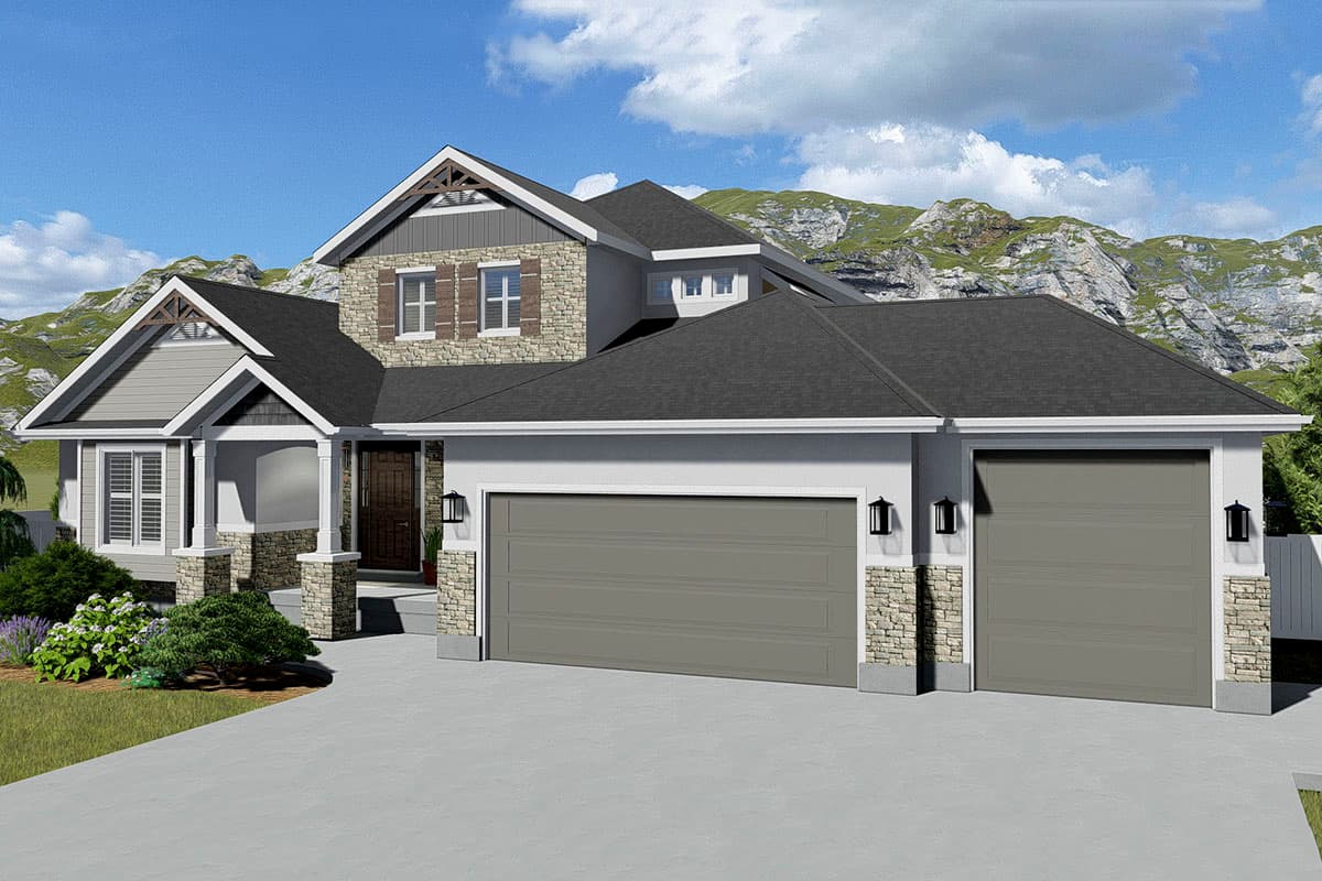 Plan 61334UT: Spacious House Plan with Walk-out Lower Level - Image #6 - Craftsman, Mountain