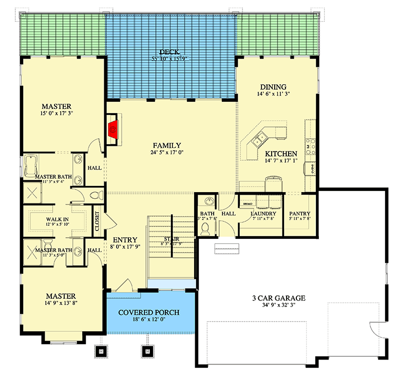 Plan 61334UT: Spacious House Plan with Walk-out Lower Level - Floor Plan - Main Level - Craftsman, Mountain
