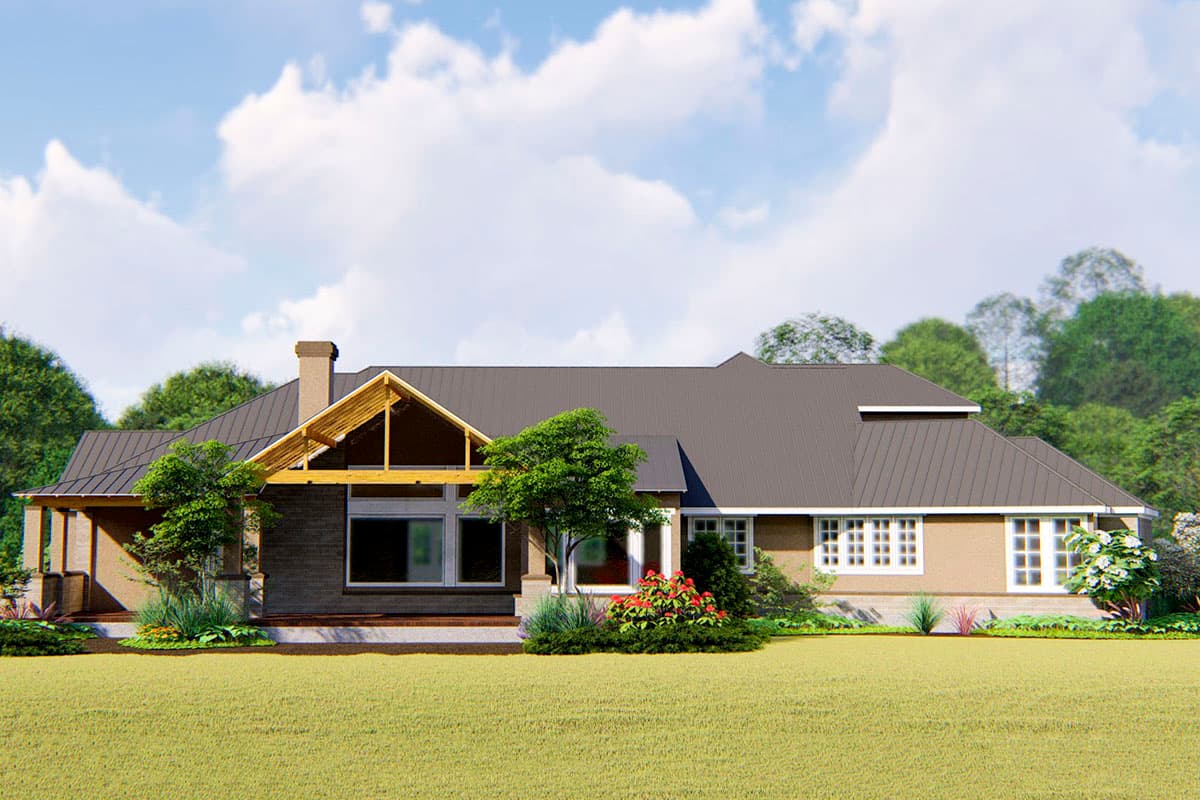 Plan 54020LK: Fresh 4-Bed House Plan with Vaulted Ceiling in Great Room - Image #7 - European, Hill Country
