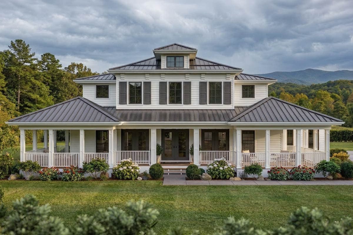 Plan 62797DJ: Classic Southern Home Plan with Wrap Around Porch and Side-Load Garage - Image #1 - Colonial, Country, Southern, Southern Traditional