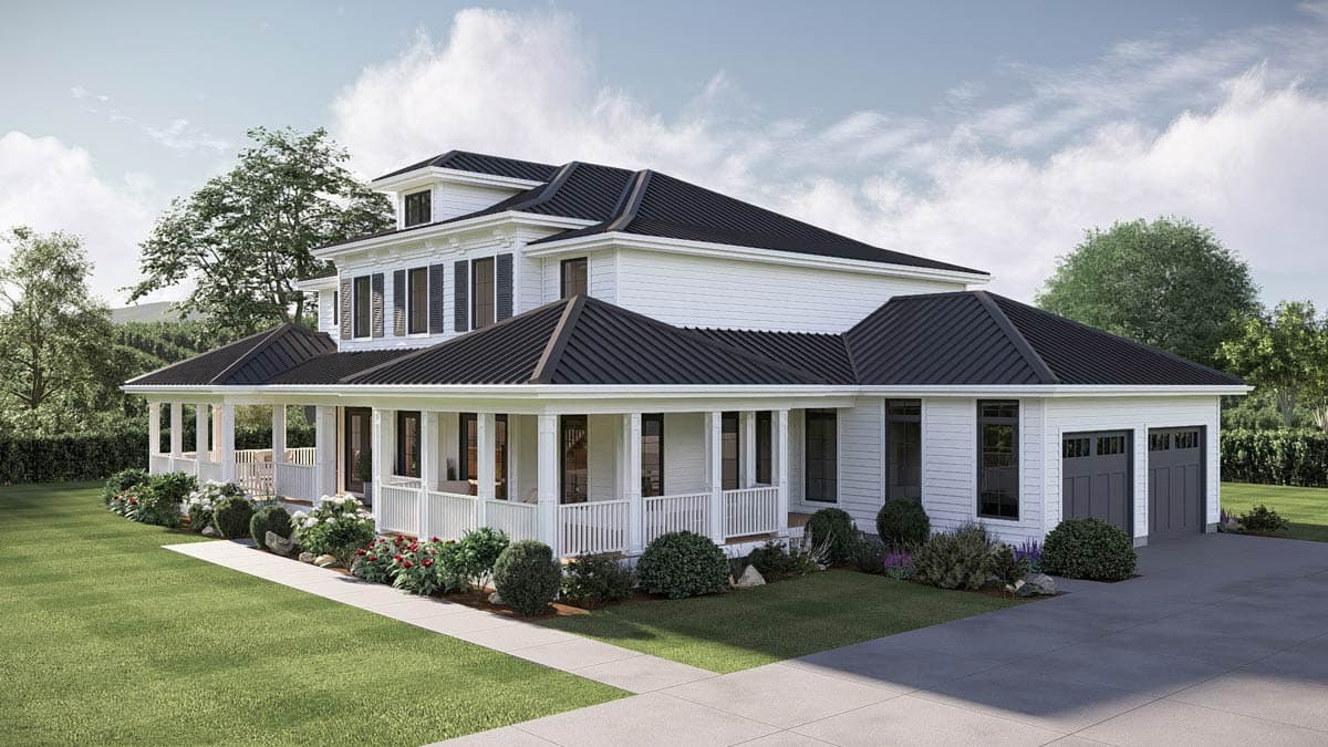 Plan 62797DJ: Classic Southern Home Plan with Wrap Around Porch and Side-Load Garage - Image #7 - Colonial, Country, Southern, Southern Traditional