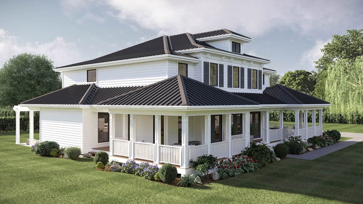 Plan 62797DJ: Classic Southern Home Plan with Wrap Around Porch and Side-Load Garage - Image #3 - Colonial, Country, Southern, Southern Traditional