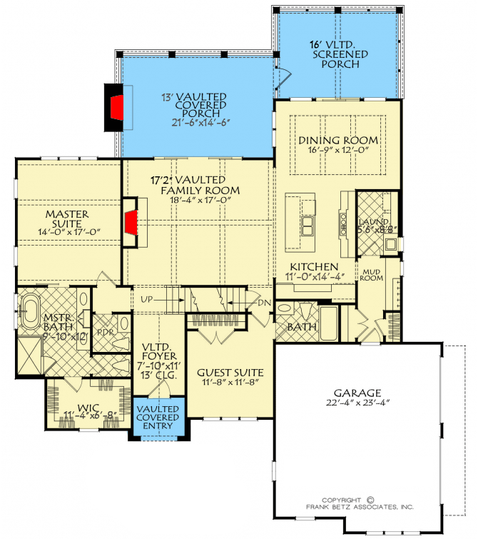Plan 710321BTZ: 4-Bed New American House Plan with Two-Story Great Room and Outdoor Fireplace - Floor Plan - Main Level - Acadian, Country, New American, Southern