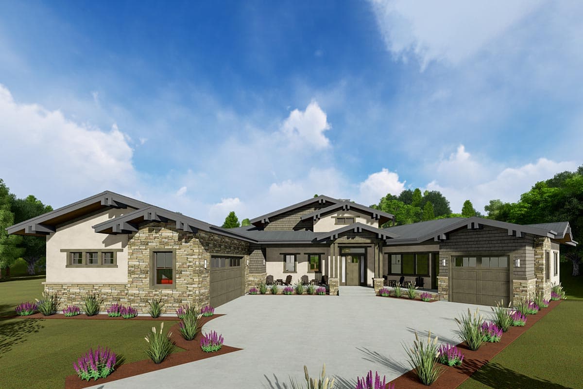 Plan 64484SC: Contemporary Craftsman with 2 Main-level Masters - Image #6 - Contemporary, Craftsman, Farmhouse, Mountain, Prairie, Ranch