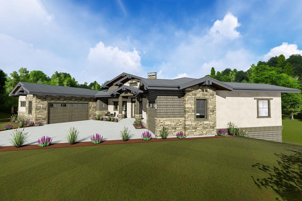 Plan 64484SC: Contemporary Craftsman with 2 Main-level Masters - Image #7 - Contemporary, Craftsman, Farmhouse, Mountain, Prairie, Ranch