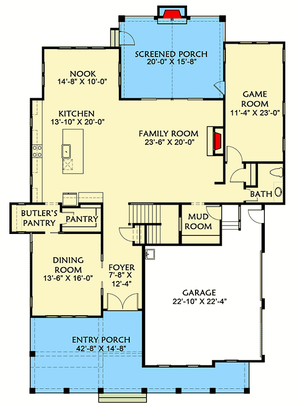Plan 500068VV: Phenomenal Farmhouse Plan with Optional Finished Attic - 3994 Sq Ft - Floor Plan - Main Level - Country, Farmhouse, New American, Southern