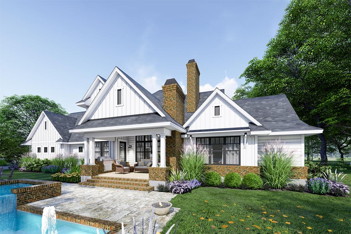 Plan 16914WG: Modern Farmhouse Plan with Private Bonus Room Over 3-Car Garage - Image #5 - Country, Farmhouse, Modern Farmhouse, New American